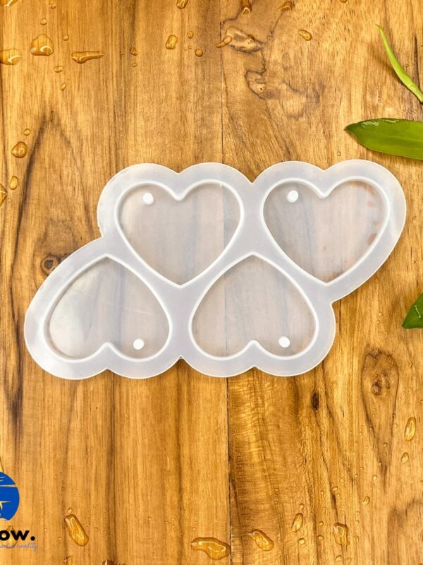 4 in 1 Heart Keychain Silicone Mould for Resin Art & DIY Crafts