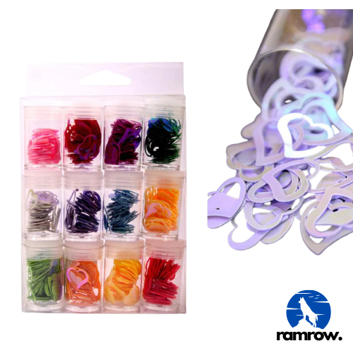 BIG HEART SHAPE GLITTER R9 12 SHADE