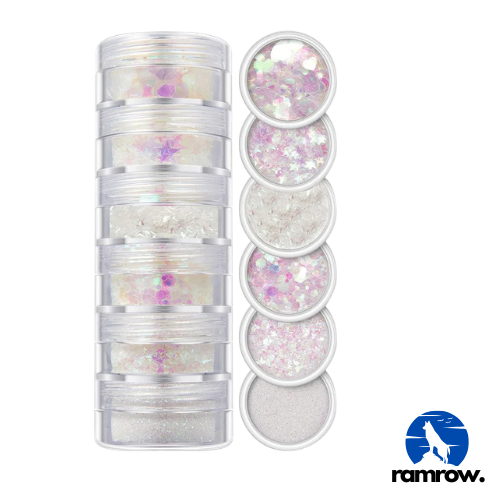 6 IN 1 GLITTER CHUNKS R12 HOLO WHITE